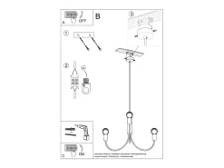 Sollux Lighting Candelabros Minimo moderno de acero - 5 fuentes luminosas 4000K - L.45 x A.100 cm - Negro New