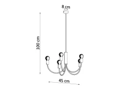 Sollux Lighting Candelabros Minimo moderno de acero - 5 fuentes luminosas 4000K - L.45 x A.100 cm - Negro New