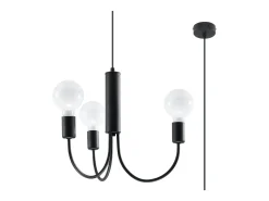 Sollux Lighting Candelabros Minimo moderno de acero - 3 fuentes luminosas 4000K - L.45 x A.100 cm - Negro Hot