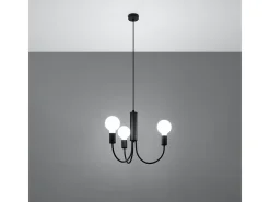 Sollux Lighting Candelabros Minimo moderno de acero - 3 fuentes luminosas 4000K - L.45 x A.100 cm - Negro Hot