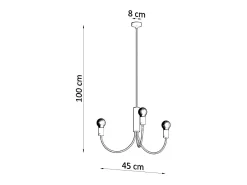 Best Sollux Lighting Candelabros Minimo moderno de acero - 3 fuentes luminosas 3000K - L.45 x A.100 cm - Negro