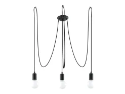 Sollux Lighting Candelabros Speis desván de tela/acero - 3 fuentes luminosas 4000K - L.300 x A.150 cm - Negro Best