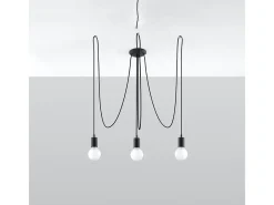 New Sollux Lighting Candelabros Speis desván de tela/acero - 3 fuentes luminosas 3000K - L.300 x A.150 cm - Negro