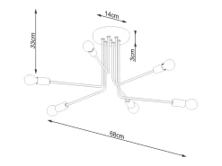Best Sollux Lighting Candelabros Torah moderno de acero - 6 fuentes luminosas 3000K - L.68 x A.33 cm - Negro