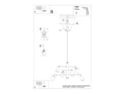 Sollux Lighting Candelabros Torim moderno de acero - 6 fuentes luminosas 4000K - L.77 x A.125 cm - Blanco Clearance
