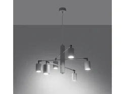 Sollux Lighting Candelabros Torim moderno de acero - 6 fuentes luminosas 4000K - L.77 x A.125 cm - Blanco Clearance