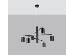 Sollux Lighting Candelabros Torim moderno de acero - 6 fuentes luminosas 3000K - L.77 x A.125 cm - Negro Sale