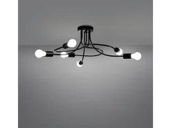Sollux Lighting Candelabros Varilex industrial de acero - 6 fuentes luminosas 4000K - L.69 x A.29 cm - Negro Outlet