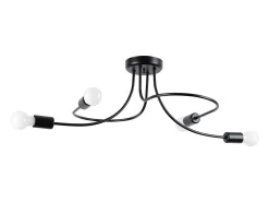 Sollux Lighting Lámpara Suspendida-Candelabros Varilex industrial de acero - 4 fuentes luminosas 4000K - L.75 x A.32 cm - Negro