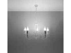 Sale Sollux Lighting Candelabros Vivow moderno de acero - 5 fuentes luminosas 4000K - L.60 x A.80 cm - Blanco