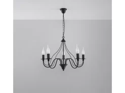 Sollux Lighting Candelabros Vivow moderno de acero - 5 fuentes luminosas 3000K - L.60 x A.80 cm - Negro Best