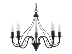 Sollux Lighting Candelabros Vivow moderno de acero - 5 fuentes luminosas 3000K - L.60 x A.80 cm - Negro Best
