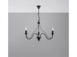Discount Sollux Lighting Candelabros Vivow moderno de acero - 3 fuentes luminosas 3000K - L.60 x A.80 cm - Negro