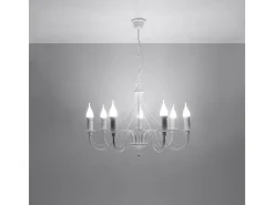 Clearance Sollux Lighting Candelabros Vivow moderno de acero - 7 fuentes luminosas 4000K - L.60 x A.80 cm - Blanco