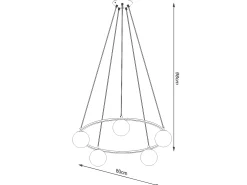 Sollux Lighting Candelabros Yoli Moderno De Acero/Vidrio - 5 Fuentes Luminosas - L.80 X A.98 Cm - Negro Best