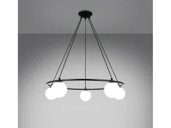 Sollux Lighting Candelabros Yoli Moderno De Acero/Vidrio - 5 Fuentes Luminosas - L.80 X A.98 Cm - Negro Best
