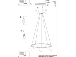 Sollux Lighting Candelabros Yoli Moderno De Acero/Vidrio - 5 Fuentes Luminosas - L.80 X A.98 Cm - Negro Best