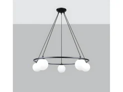 Sollux Lighting Candelabros Yoli Moderno De Acero/Vidrio - 5 Fuentes Luminosas - L.80 X A.98 Cm - Negro Best