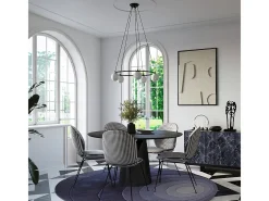 Sollux Lighting Candelabros Zynfi moderno de acero/vidrio - 5 fuentes luminosas 3000K - L.80 x A.98 cm - Negro Hot