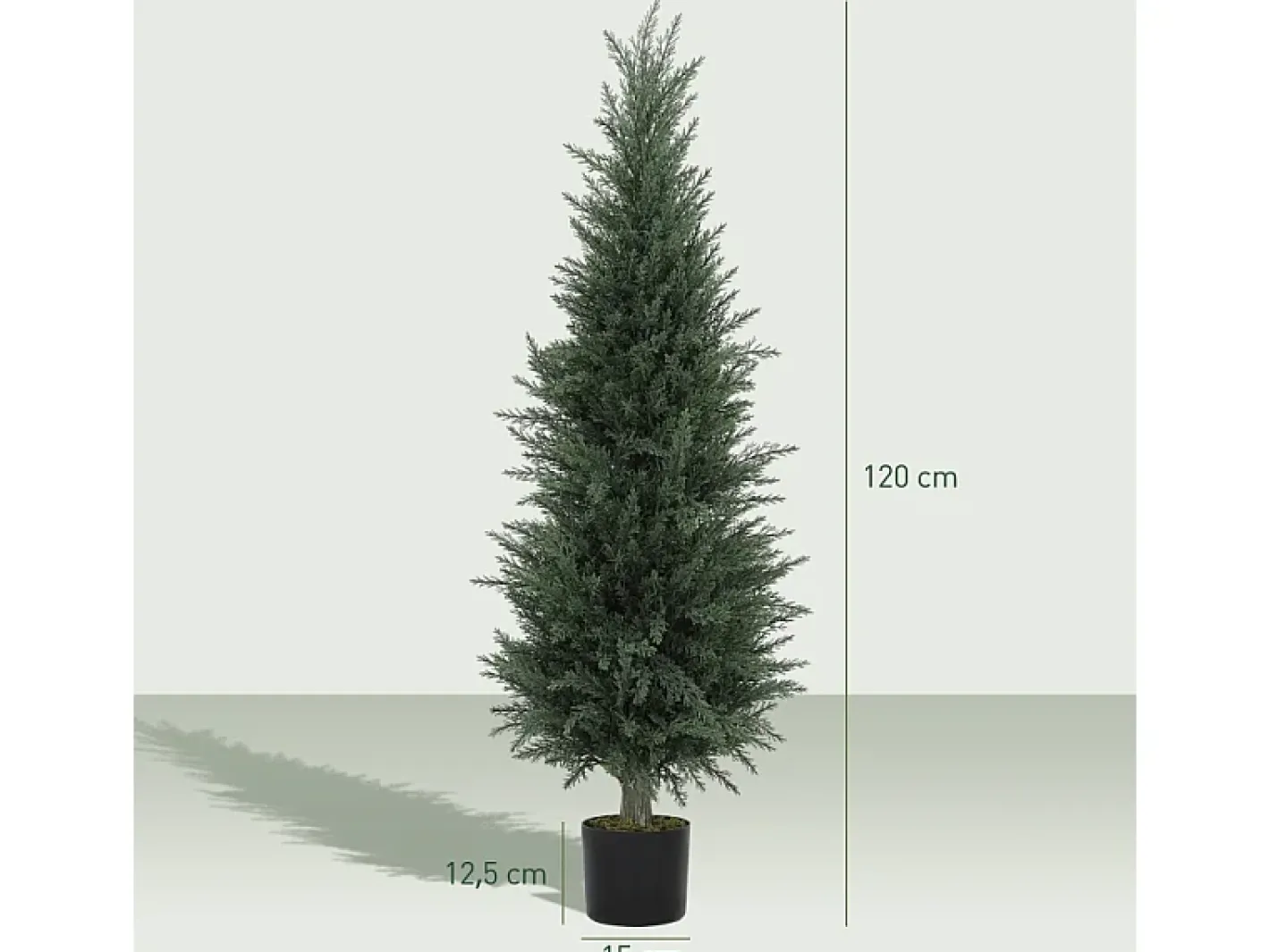 Sale Ciprés artificial grande, plástico resistente a los rayos UV, , con maceta estable, decoración interior y exterior (40x40x120cm) Verde