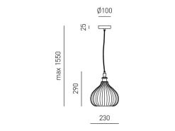 Cleofe - Lámpara colgante de cristal transparente y - Casquillo 1XE27, estilo vintage, IP20, 1XE27 máx 1X60W, d.23cm, bombillas excluidas Blanco Outlet