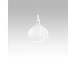 Cleofe - Lámpara colgante de cristal transparente y - Casquillo 1XE27, estilo vintage, IP20, 1XE27 máx 1X60W, d.23cm, bombillas excluidas Blanco Outlet