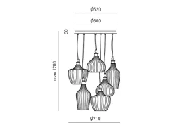 Hot Cleofe - Lámpara colgante de 6 luces en mate con cristal opalino - 6XE27 max 6X60W, elegante diseño moderno, IP20 Blanco