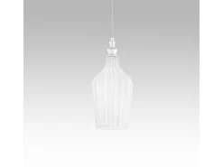 Discount Cleofe - Lámpara colgante de cristal transparente y - Casquillo 1XE27, estilo vintage, IP20, 1XE27 máx 1X60W, d.18cm, bombillas excluidas Blanco