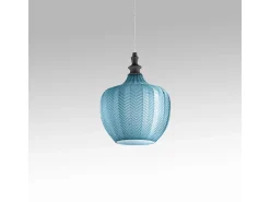 Cleofe lámpara colgante cristal negro cobalto casquillo E27 estilo vintage IP20 d.24cm bombilla no incluida Azul Outlet
