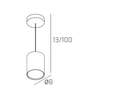 Lámpara Suspendida-Cloud Sospensione Tubo H.10 1 Luce Grigio Gris
