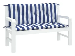 Cojines banco jardín 2 uds tela a rayas azul blanco 120x50x7 cm ES451400 Multicolor New