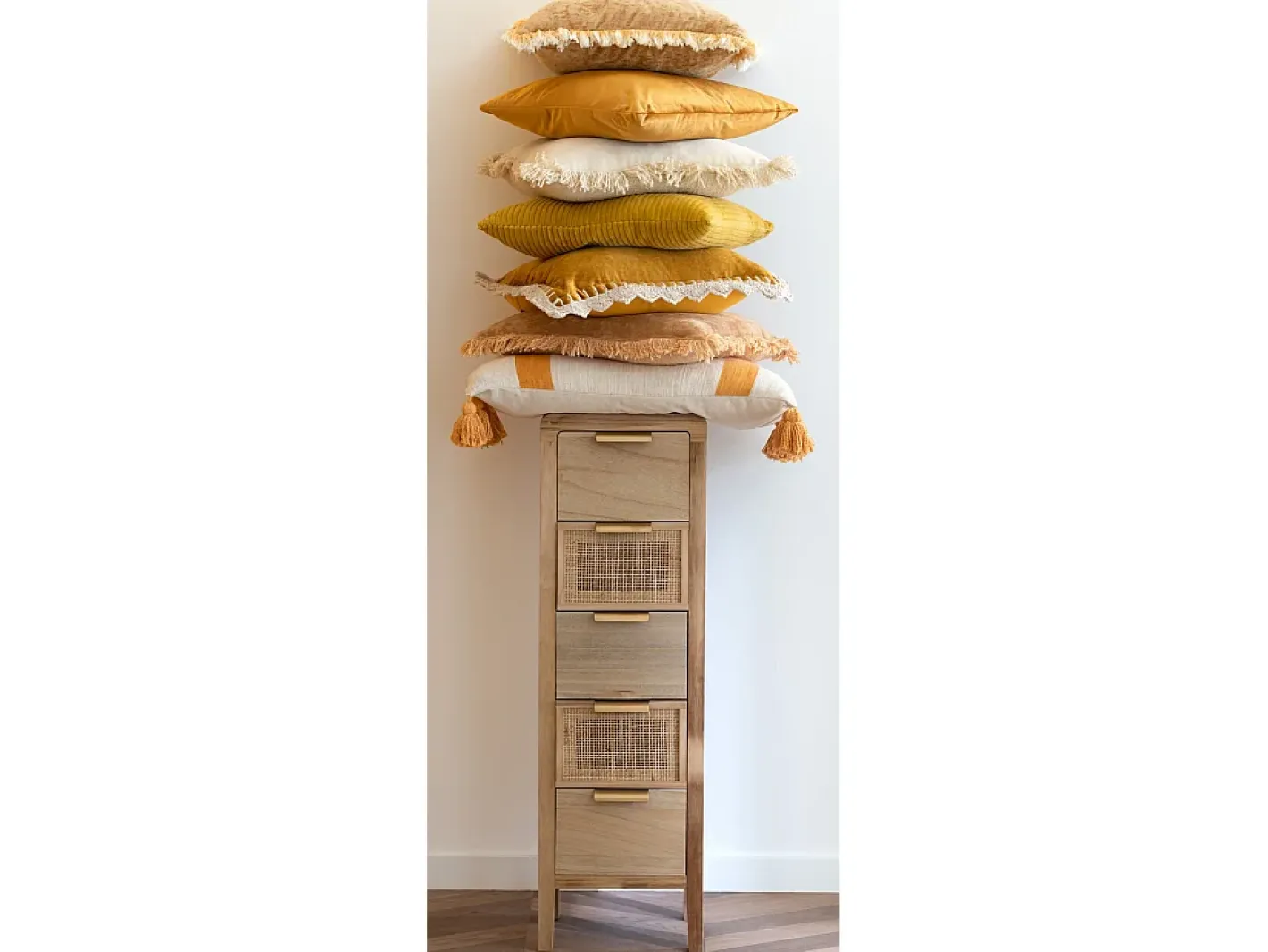 Les Tendances Ropa De Casa-Cojines cuadrados terciopelo algodón ocre 2 uds Fanie 44 x 44 cm Naranja