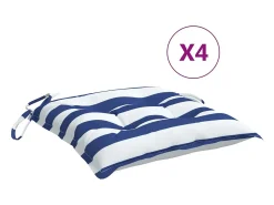 Clicnbuy Cojines de silla 4 unidades tela Oxford rayas azul blanco 50x50x7 cm Multicolor Discount
