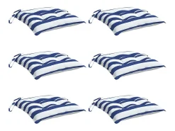 Clicnbuy Ropa De Casa-Cojines de silla 6 unidades tela Oxford rayas azul blanco 50x50x7 cm Multicolor