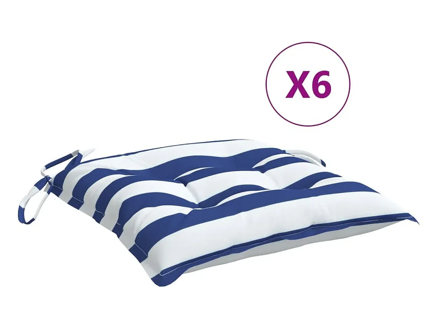 Clicnbuy Ropa De Casa-Cojines de silla 6 unidades tela Oxford rayas azul blanco 50x50x7 cm Multicolor