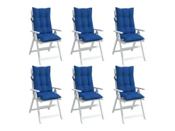 Clicnbuy Cojines de silla con respaldo alto 6 unidades tela Oxford klein Azul