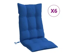 Clicnbuy Cojines de silla con respaldo alto 6 unidades tela Oxford klein Azul