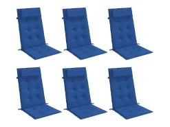 Clicnbuy Ropa De Casa-Cojines de silla con respaldo alto 6 unidades tela Oxford klein Azul