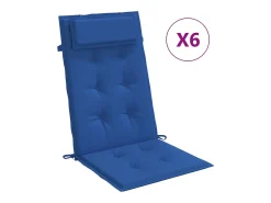 Clicnbuy Ropa De Casa-Cojines de silla con respaldo alto 6 unidades tela Oxford klein Azul