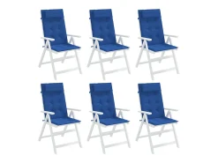 Clicnbuy Ropa De Casa-Cojines de silla con respaldo alto 6 unidades tela Oxford klein Azul