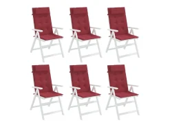 Clicnbuy Ropa De Casa-Cojines de silla con respaldo alto 6 unidades tela Oxford tinto Rojo
