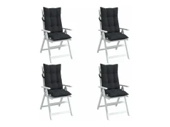 Clicnbuy Ropa De Casa-Cojines de silla con respaldo alto 4 unidades tela Oxford Negro