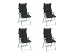 Clicnbuy Ropa De Casa-Cojines de silla con respaldo alto 4 unidades tela Oxford Negro