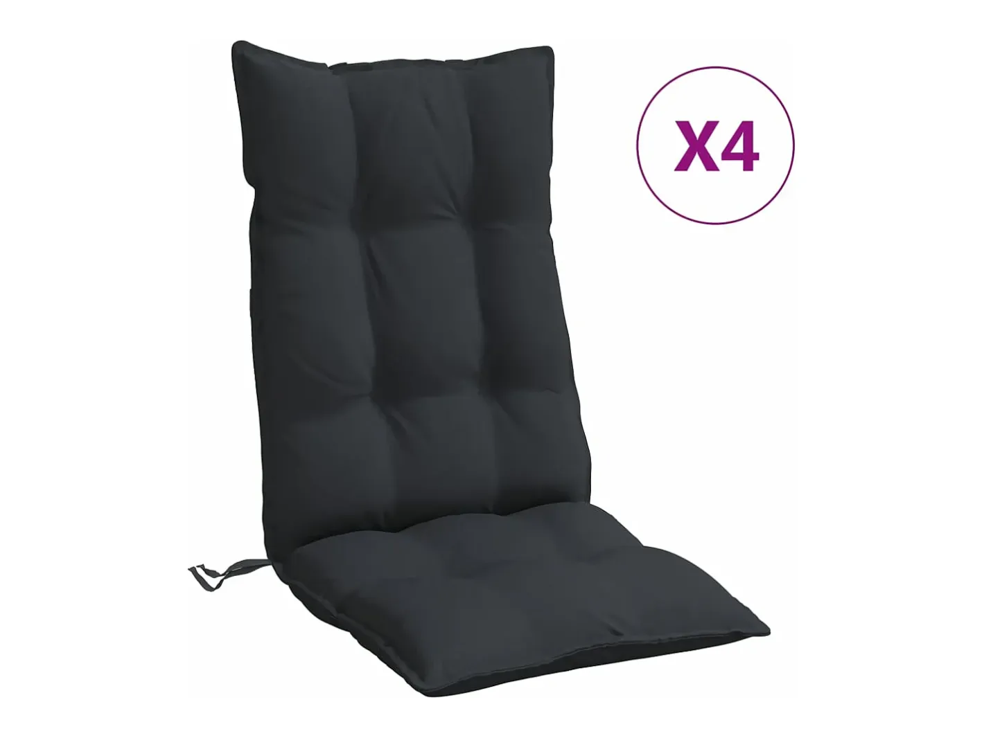 Clicnbuy Ropa De Casa-Cojines de silla con respaldo alto 4 unidades tela Oxford Negro