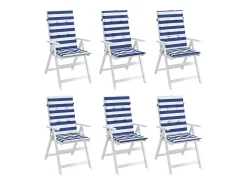 Sale Clicnbuy Cojines de silla de respaldo alto 6 unidades tela rayas azul&blanco Multicolor