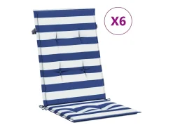 Sale Clicnbuy Cojines de silla de respaldo alto 6 unidades tela rayas azul&blanco Multicolor