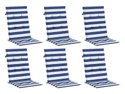 Sale Clicnbuy Cojines de silla de respaldo alto 6 unidades tela rayas azul&blanco Multicolor