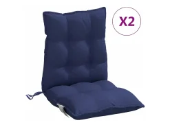 Clicnbuy Ropa De Casa-Cojines de silla de respaldo bajo 2 unidades tela marino Azul