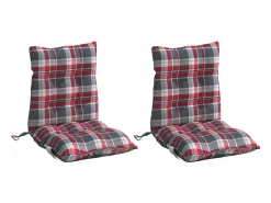 Clicnbuy Ropa De Casa-Cojines de silla de respaldo bajo 2 unidades tela de cuadros Multicolor