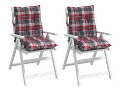 Clicnbuy Ropa De Casa-Cojines de silla de respaldo bajo 2 unidades tela de cuadros Multicolor